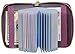 Easyoulife Genuine Leather Credit Card Holder Zipper Wallet With 26 Card Slots (Purple with Metal Zipper)
