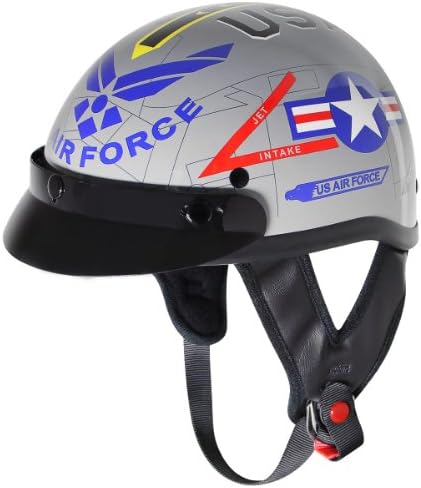 Outlaw T-70 Glossy Motorcycle Half Helmet with US-Air-Force Graphics Officially - Medium