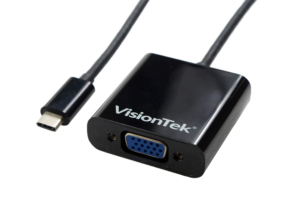 VisionTek USB C 3.1 to VGA Adapter, Male to Female, for iPad Pro, MacBook Pro, Chromebook, Lenovo, Dell, HP, Desktop Graphics and More (900818)