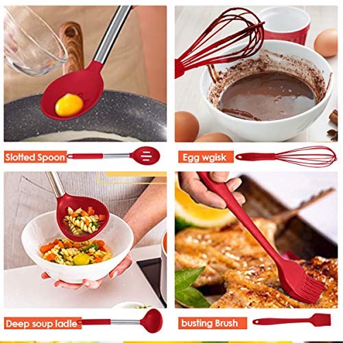 Silicone Cooking Utensil Set, Kitchen Utensils 15Pcs Cooking Utensils