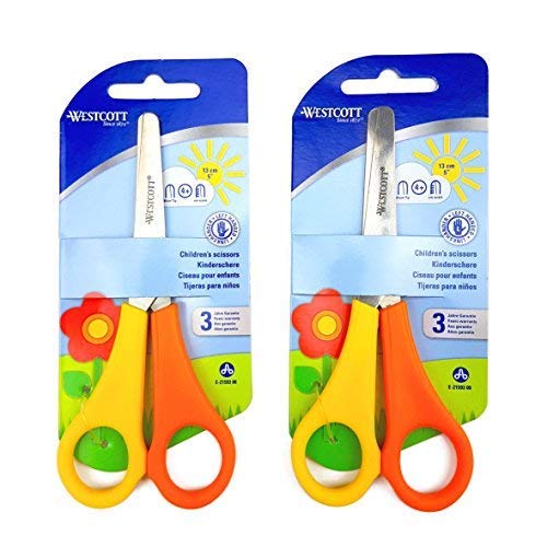 Westcott Children's Scissors - 5"/13cm - Left Handed - Yellow and Orange - Pack of 2 Pairs