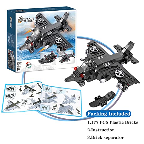Military Fighter Jet Building Sets 3in1 Creator Helicopter Building Kit