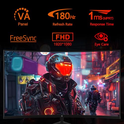Z-Edge 24 Zoll Curved Gaming Monitor 180Hz 1ms MPRT, 300cd/m² Helligkeit, 16:9 Full HD Curved Bildschirm, VA Panel, FreeSync, HDMI DP - Schwarz thumbnail 2