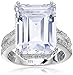 Amazon Essentials Platinum-Plated 925 Sterling Silver Clear Emerald-Cut AAA Cubic Zirconia Ring, (previously Amazon Collection)