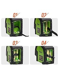 Nivel láser de línea cruzada con 2 puntas de plomo   Huepar 8211G profesional verde ángulo del ventilador de haz láser de 130° líneas verticales y horizontales seleccionables, multiuso autonivelación nivel láser