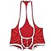 YiZYiF Men's Sexy Lingerie Bodysuit Boxer Briefs Suspenders Singlet Underwear Red Medium