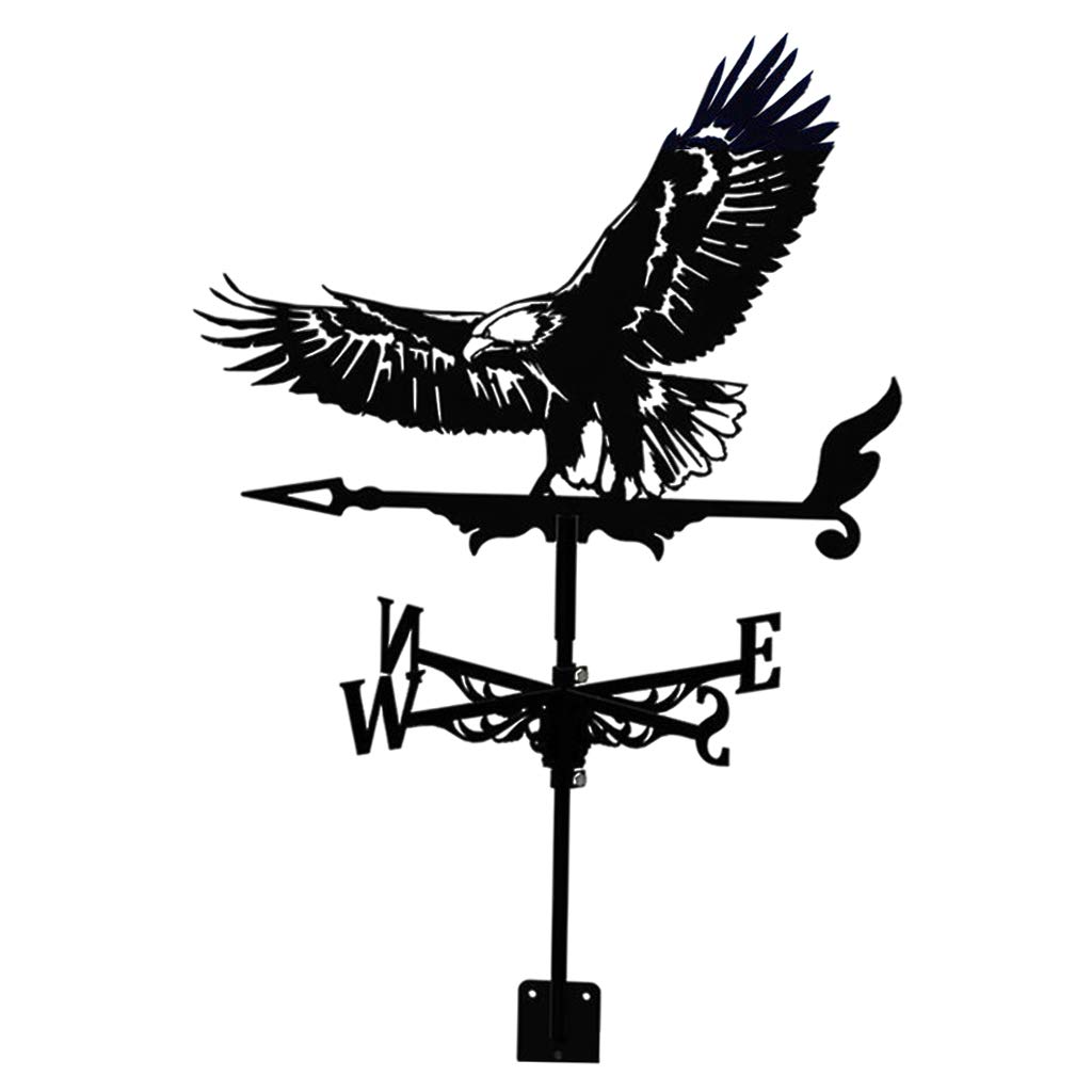 Fenteer Stainless Steel Weather Vane Figurine, Practical Wind Direction Indicator, Vintage Style Farm Scene Home Outdoor Garden Crafts Ornament, Eagle
