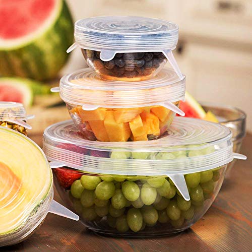 BeRicham 12 Pack Reusable Durable and Expandable Silicone Stretch Lids to Keep Food Fresh Perfect for All Kinds of Food Storage Container, Dishwasher Refrigerator and Microwave Safe, 6 Size - Thumbnail 2