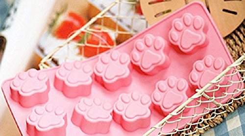 Da.Wa 10-Cavity Cat Paw Pink Cake Mold Turn Sugar Mold Hand-made Soap Mold Ice Tray Pudding Die