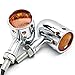 DLLL 2pcs Amber Universal Motorcycle Lens Retro LED Turn Signal Bulb Blinkers Light Indicator Side Marker for Harley Davidson Suzuki Honda Kawasaki Yamaha BMW Scooter Vesp Moped Metric (Chrome)