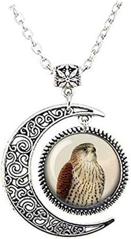 Tinnunculus Newtoni - Peregrine Falcon - Bird Moon Necklace - Falconry Yellow