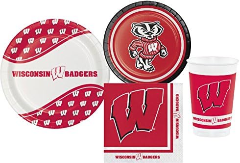 Wisconsin Badgers Party Pack! Bundle Includes Plates Napkins &amp; Cups for 8 Guests