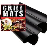 Chef Brooklyn Set Of 2 BBQ Grill Mats 13x16 Inch FDA Approved With No PFOA Great Stocking Stuffer For Dads And Fathers