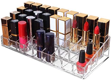 Kitchenmore Lipstick Organizer Cosmetic Storage Box Clear Acrylic Makeup Organizer Storage Box with Lid Lipstick Holder Box Cosmetic Jewelry Box Makeup Holder