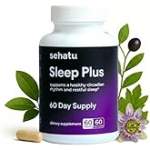 SEHATU Sleep Plus Supplement | with Melatonin, GABA, Ashwagandha, 5-HTP | for Men and Women Seeking a Healthy Sleep-Wake Schedule and A Relaxed Mood | 60 Count | 60 Day Supply