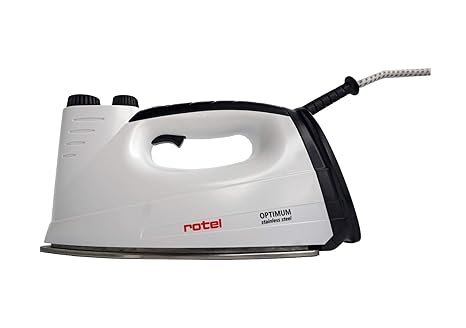 Rotel Optimum Original Dampfbügeleisen Edelstahlsohle Jubiläumsedition Schwarz/Weiß mit Aufbewahrungstasche/Dampfbügelautomat