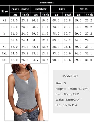 Totatuit Women's Summer Sleeveless V-Neck Fitted Ribbed Top Women's Plain Sexy Elegant Basic Comfortable