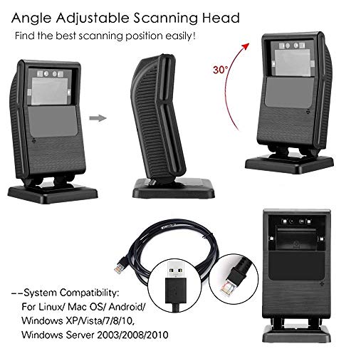 MUNBYN 1200 Times/s 2D Barcode Scanner, USB Wired Bar Codes Desktop