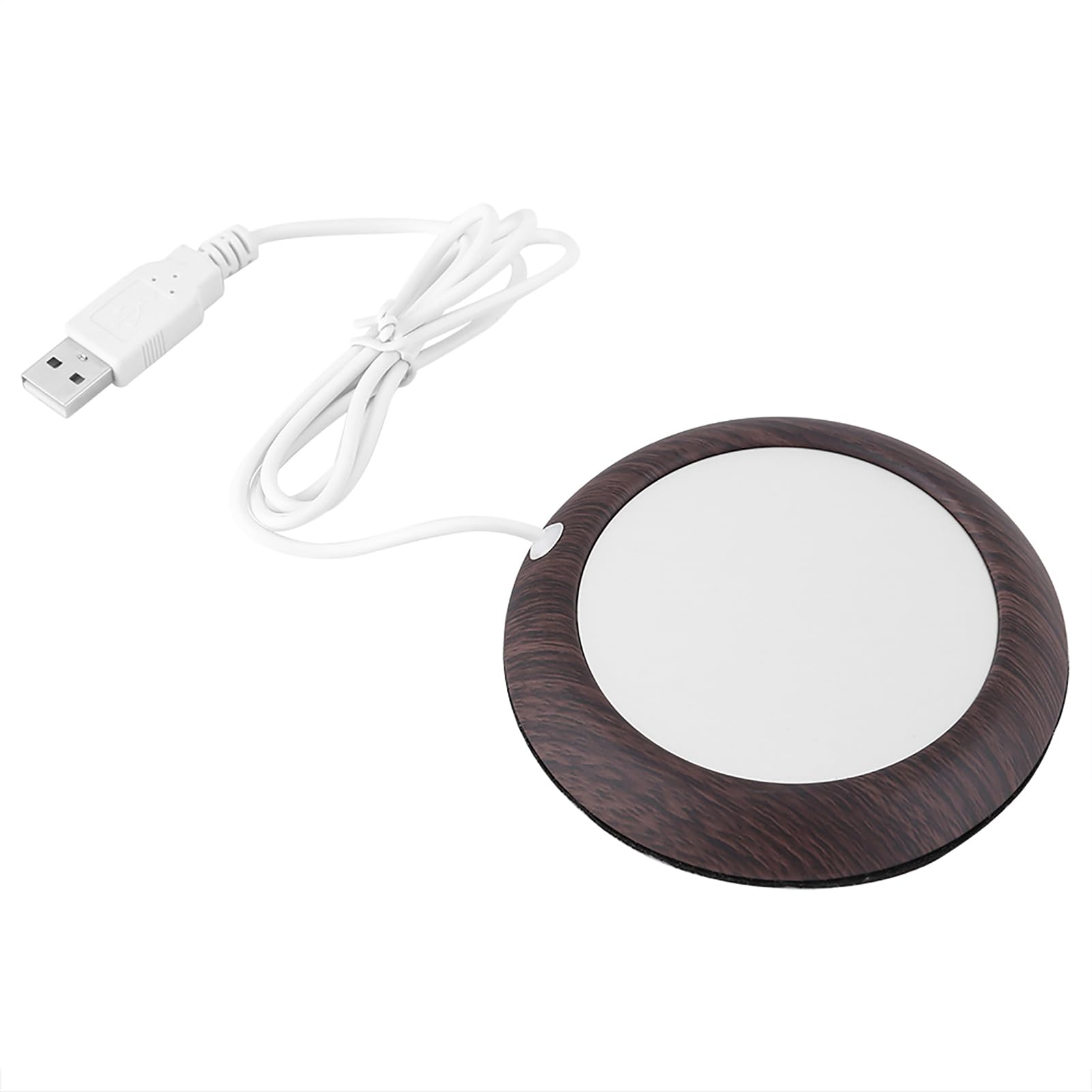 Modern and Simple USB Charging Wood Grain Warmer Cup Mat,Cute and Portable Heat Beverage Heater Pad for Tea Coffee Water Milk(Dark Wooden Grain)