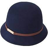 BAIMORE100% Wool Vintage Felt Cloche Bucket Bowler Hat Winter Women Church Hats