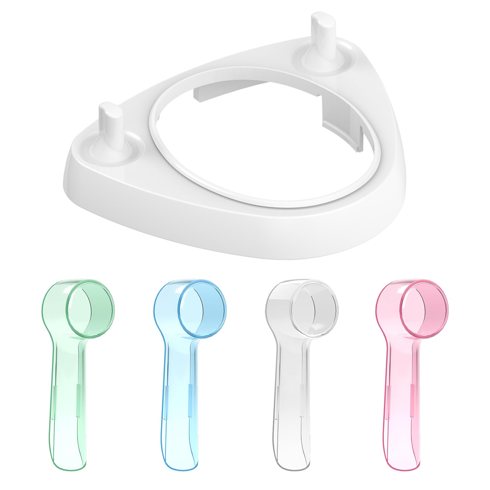 Seplouis Electric Toothbrush Holder with 1 Charging Stand Slot and 2 Toothbrush Head Stands + 4 PCS Toothbrush Head Covers for Oral B