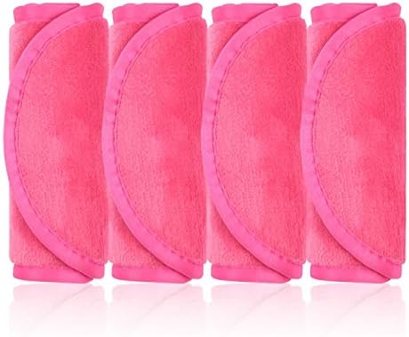 Makeup Remover Cloth-4 Pack Microfiber Hypoallergenic & Chemical-free & Reusable Microfiber Face Cloth-Removes Makeup just with Water(Rose red)