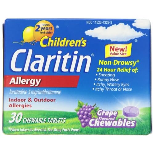 Claritin Non Drowsy Allergy Chewable Tablet, Grape, 30 Count image
