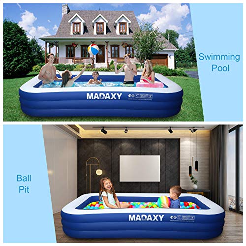 Inflatable Pool, MADAXY Swimming Pool for Kids and Adults, 120" X 72" X 22" Oversized Thickened Family Inflatable Pool for Kids, Toddlers, Adults, Outdoor, Garden, Backyard, Summer Water Party - Image 2