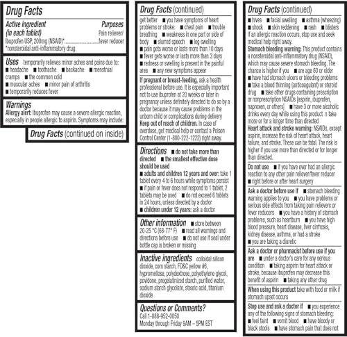 HealthA2Z® Ibuprofen 200mg | 500 Counts | Pain Relief | Body Aches | Headache | Arthritis | Cramps | Back Pain | Fever Reducer… (500 Count)