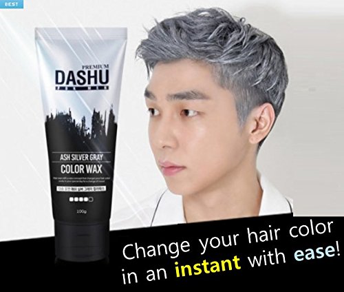 Premium DASHU Ash Silver Gray Color Hair Wax - 10 Natural Plant Extracts, Instant Color Change with No Damage / 100g