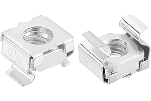 uxcell M6 x 1mm Cage Nut, 50Pcs Snap-in Cage Nuts, Carbon Steel Zinc Plated Metric Nut for Server Rack Cabinet, Silver