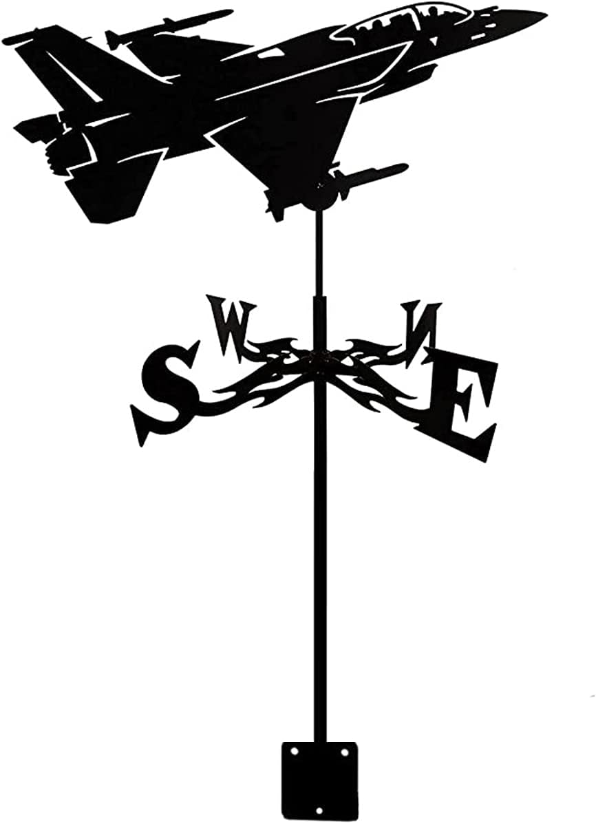 Weathervanes - CNMJI Aircraft Fighter Jet Ornament Weather Vane Weathervane Stainless Steel Weathercock Direction Indicator Garden Stake Art Decor for Roof Mount