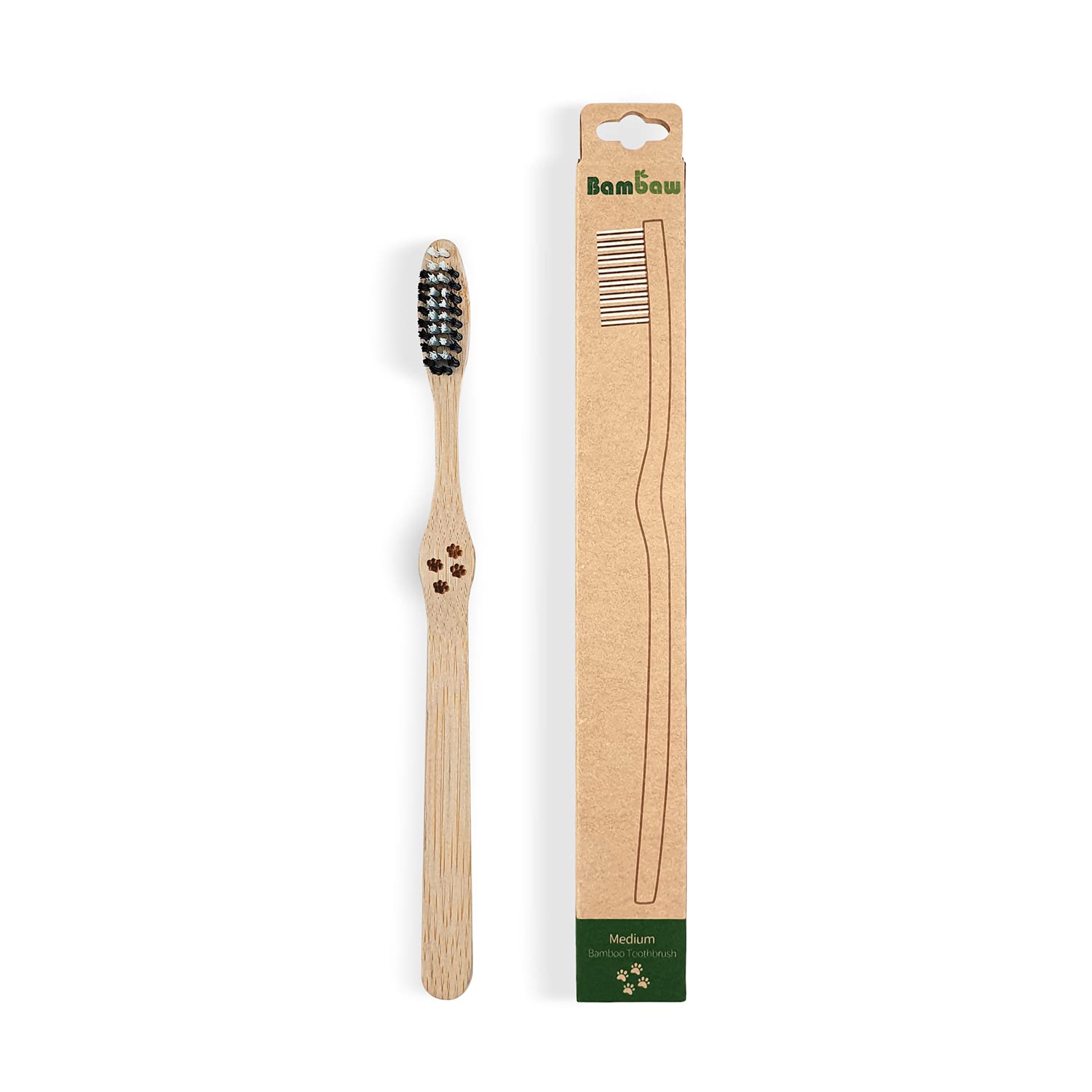 Bambaw - Bamboo Toothbrush - Medium Bristles - in Case - 1 Piece, Beige