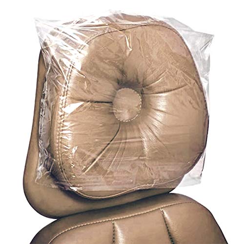JMU Dental Chair Headrest Cover, Disposable Clear Plastic Sleeve Protector, Regular 10" x 11", Box of 250