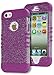 iPhone SE Case, Bastex Heavy Duty Hybrid Protective Case - Soft Neon Purple Silicone Cover with Clear Sparkly Glitter Design Shell for Apple iPhone SE, 5, 5S, 5GINCLUDES STYLUS