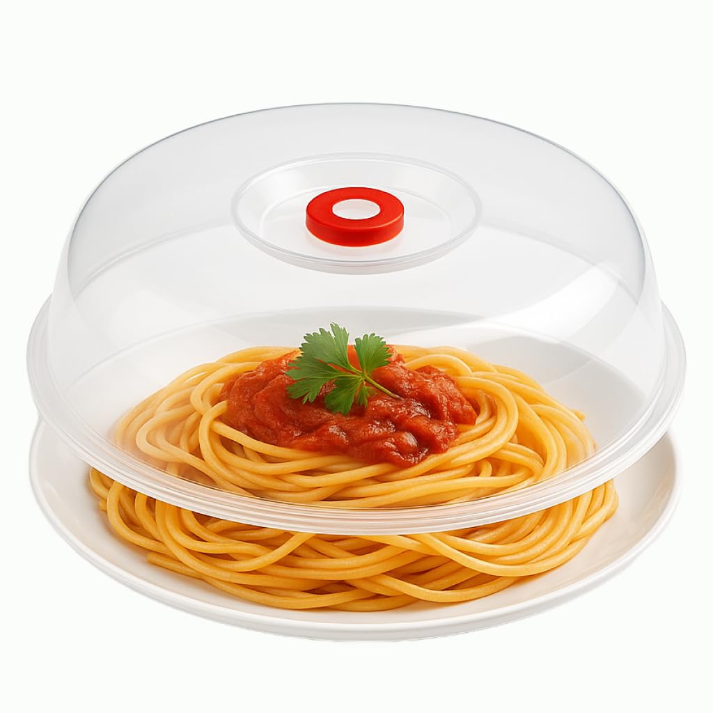 Photo 1 of JapanBargain, Japanese Microwave Plate Cover Easy Grip Microwave Splatter Guard Lid With Steam Vent Dishwasher Safe Made in Japan, 9-inch