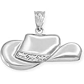 High Polish 925 Sterling Silver Cowboy Hat Charm Pendant