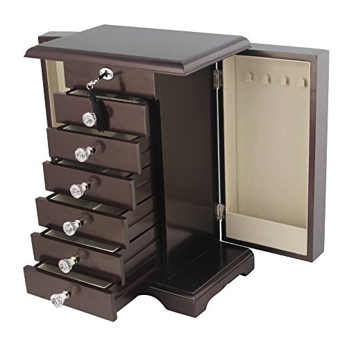 Kendal Wooden Jewelry Box Organizer Wood Armoire Storage Box