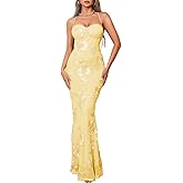 ChiaoLezhee Women's Floor Length Formal Floral Dress, 3D Flower Backless, Mermaid Corset Evening Gown for Prom Cocktail 2026