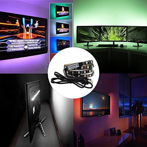 LED Strip TV Backlight Bias Lighting for HDTV/Laptop/Desktop 3.28ft RGB Color 5V USB Powered with Remote