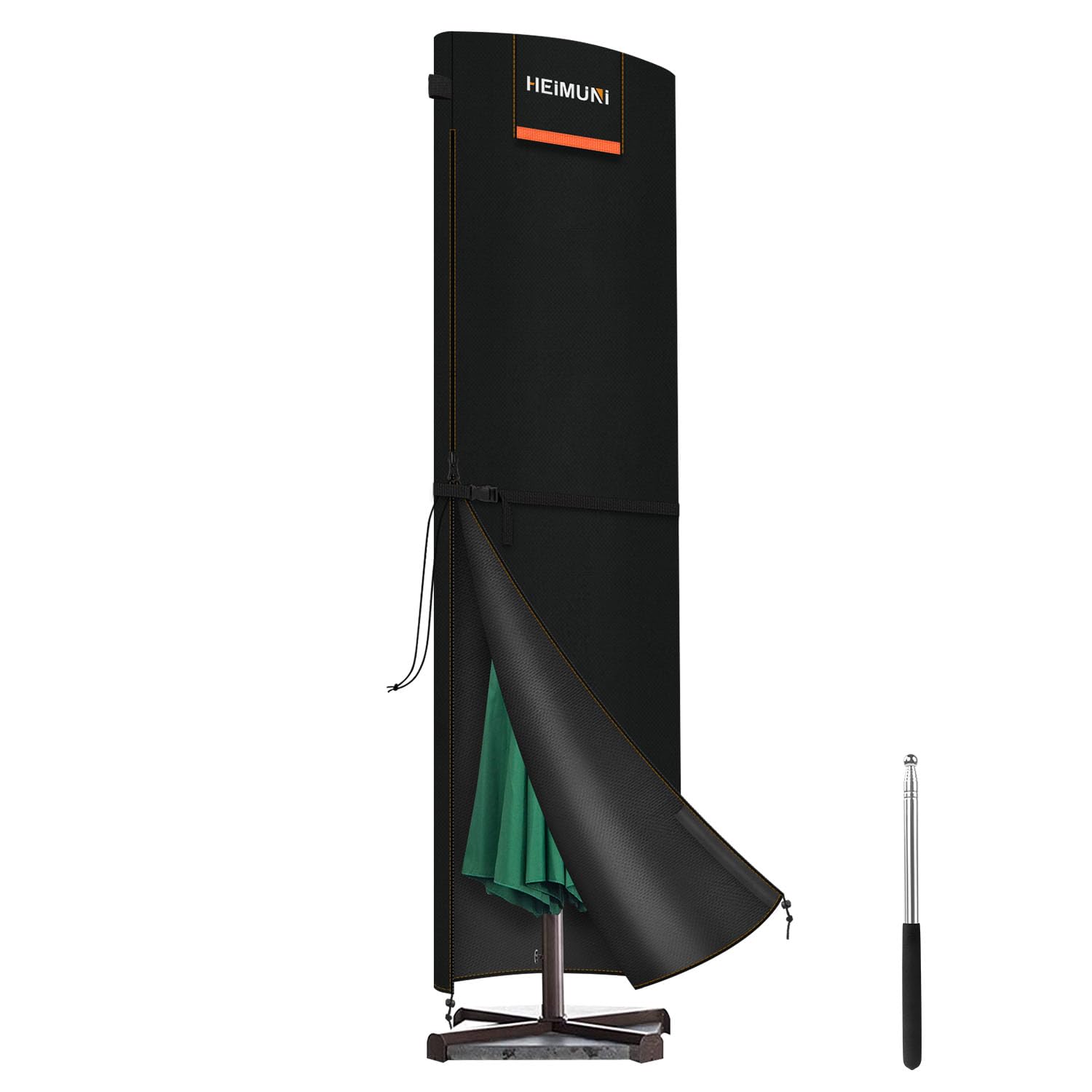 HEIMUNI Parasol Cover, Outdoor Garden Umbrella Cover for Ø3 to 5m Large Cantilever Parasol, Heavy Duty 420D Oxford Garden Parasol Cover Waterproof Anti-UV Patio Umbrella Cover with Rod, 280x65/65cm