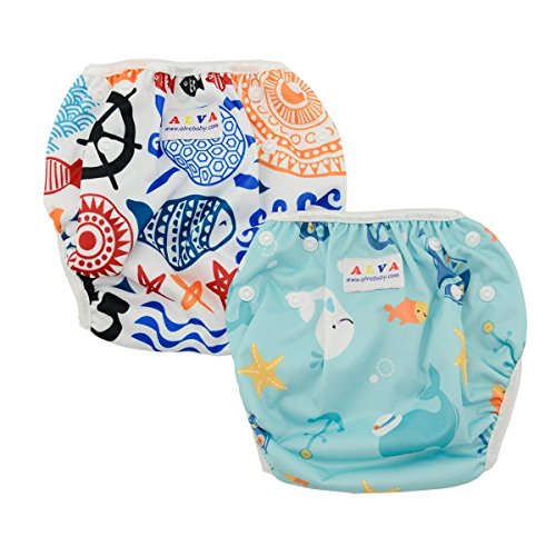 ALVABABY Swim Diapers 2pcs Reusable Baby Floaties