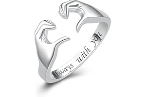 Fookduoduo Hug Rings for Women Sterling Silver Adjustable Love Ring Always with You Jewelry Rings Couples Bands Hugging Ring for Women Teen Girls