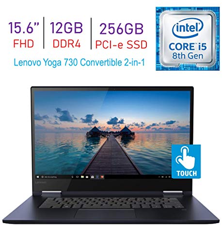 Lenovo Yoga 730 15.6-inch 2-in-1 Touchscreen FHD IPS (1920×1080) Laptop PC, 8th Gen Intel Quad Core i5-8265U, 12GB DDR4, 256GB PCI-e SSD, Thunderbolt, Backlit Keyboard, Fingerprint Reader, Windows 10