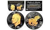 Black RUTHENIUM Eisenhower IKE Dollar Coin with 24KT Gold Clad Features 2-SIDED