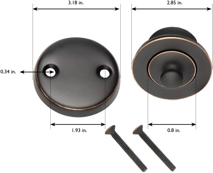 DESIGN HOUSE Parts & Accessories 522342 Lift & Turn Bath Drain Kit, Oil Rubbed Bronze, Pack of 1 - Bathtub Drains - 