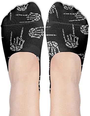 Cotton Heavy Metal Skull Rock Hand Casual Women's No Show Socks
