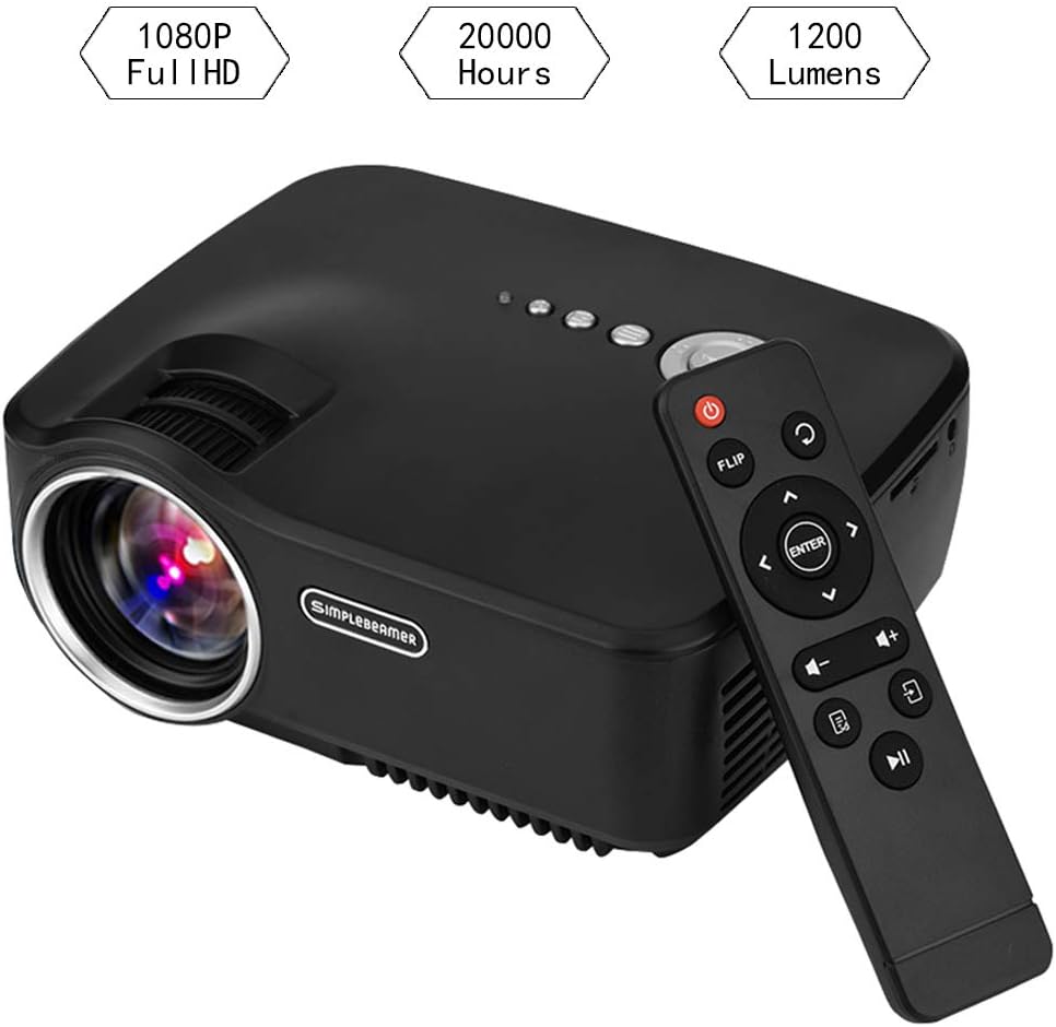 Mini Projector LED Portable Projector 1080P Full HD Built