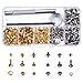 Hotop 120 Set Leather Rivets Single Cap Rivets Tubular Metal Studs with Fixing Tool Kit for Leather Craft Repairing Decoration, 3 Sizes