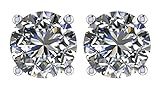 NANA Stud Earrings-Sterling Silver Round Cut Swarovski Zirconia .30ct to 8.00ct twt. Hypoallergenic